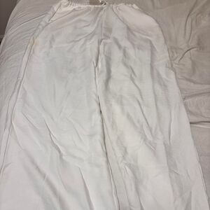 SHEIN Linen Cotton Women's White Beach Cover Up Loose Flowy Sz M Pants